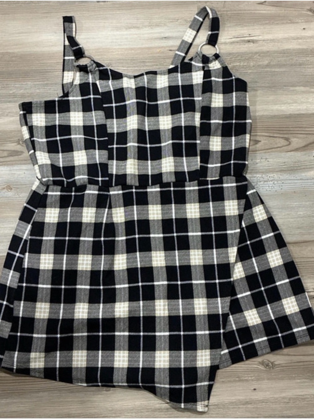 No Boundaries Black & White Plaid Sleeveless Dress